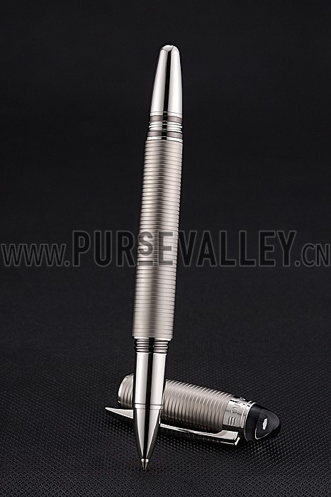 MontBlanc Starwalker Horizontally Grooved Silver Ballpoint Pen With Cap 622809