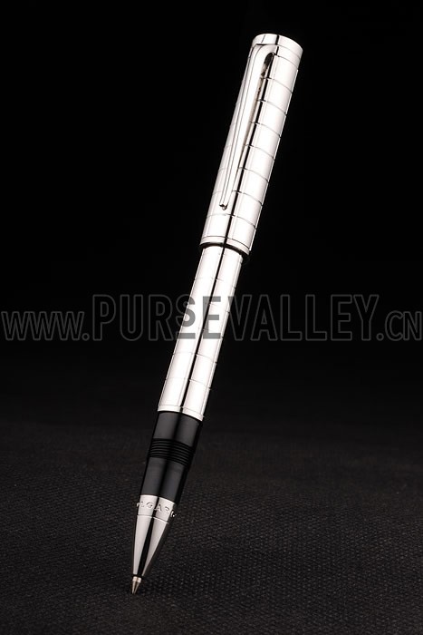 Bvlgari Vertical Grooved Cutwork Ballpoint Pen With Bvlgari Engraved Cap