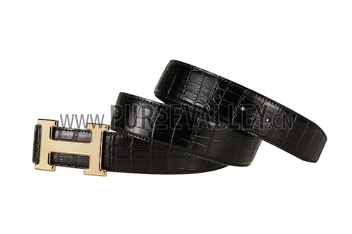 Hermes Alligator Black With Gold 