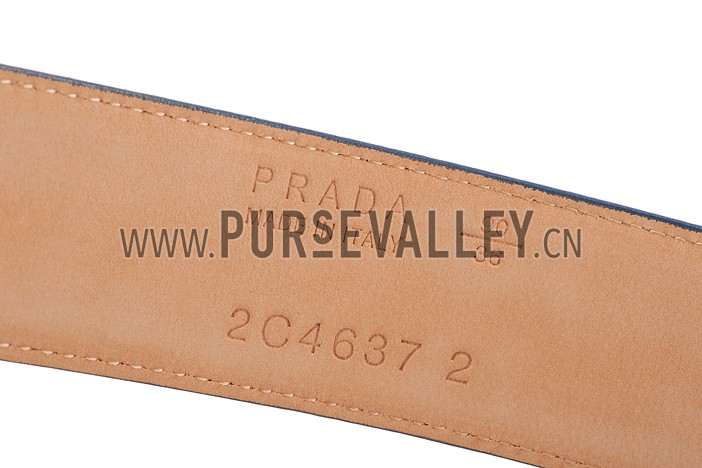 Prada Blue Leather Belt