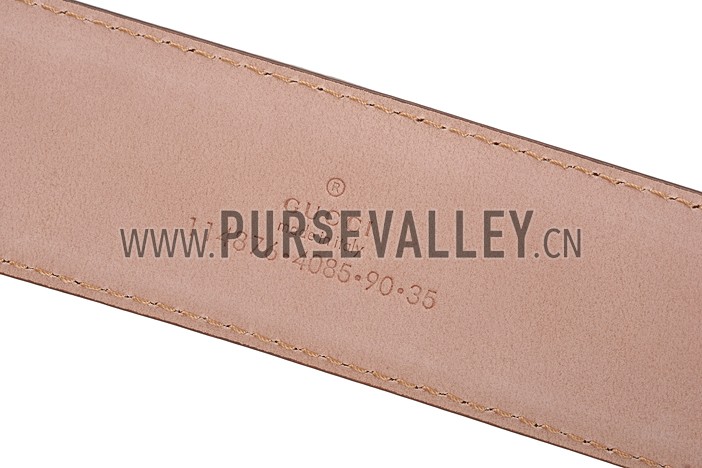 Gucci White Leather Belt with Silver Interlocking G Buckle