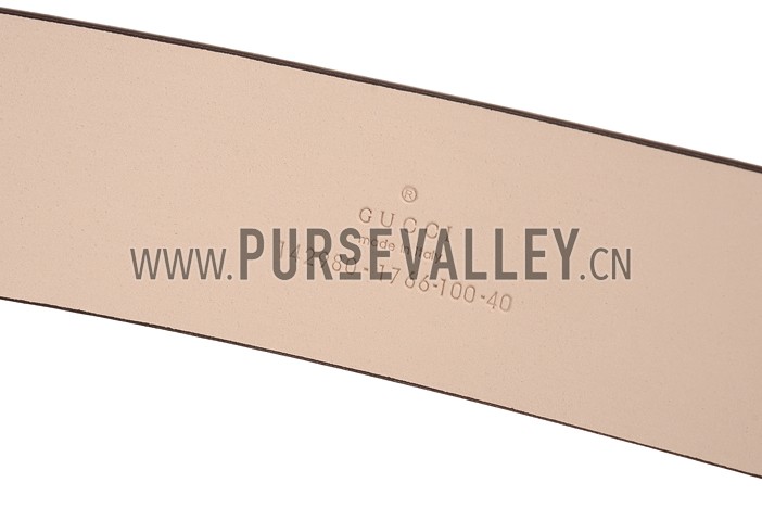 Guccissima Brown Leather Belt with Square Interlocking Buckle