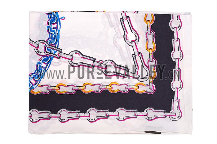 Louis Vuitton Chain Print Scarf White 621818