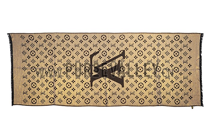 Louis Vuitton Black Gold Monogram Scarf 621735