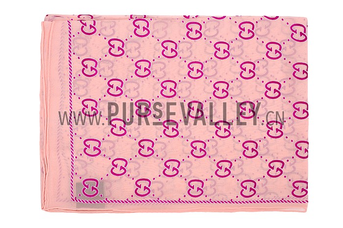 Gucci GG Logo Print Scarf Fuchsia 621822