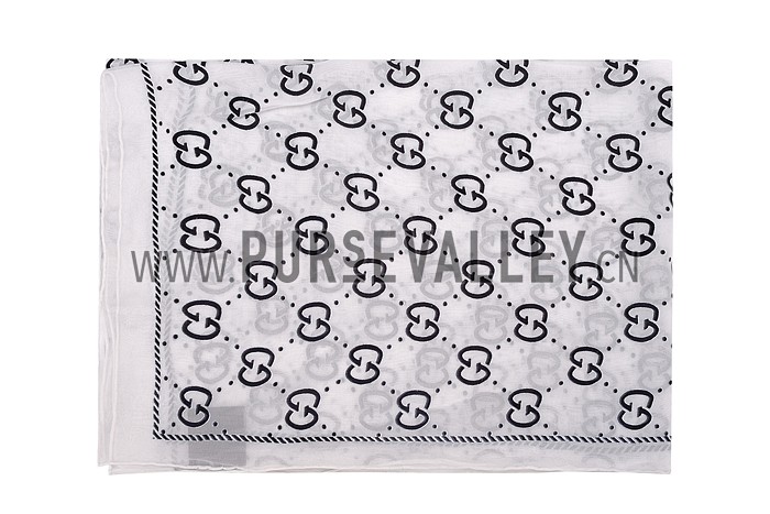 Gucci GG Logo Print Scarf White 621824