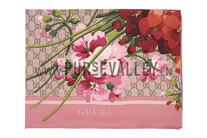 Gucci GG Blooms Print Scarf Pink 621820