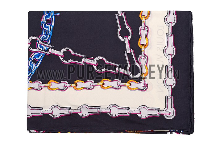 Louis Vuitton Chain Print Scarf Black 621817
