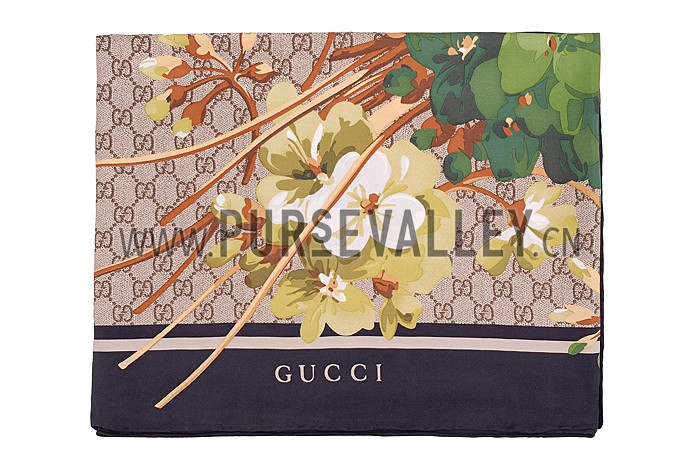 Gucci GG Blooms Print Scarf Black 621819