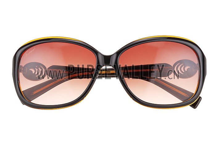 Gucci Elegant Oval Shaped Brown and Yellow Sunglasses 308032