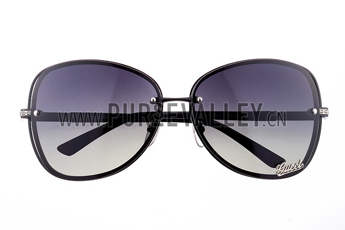 Gucci Aviator Gucci Logo On Lens Black Frame Sunglasses 307892