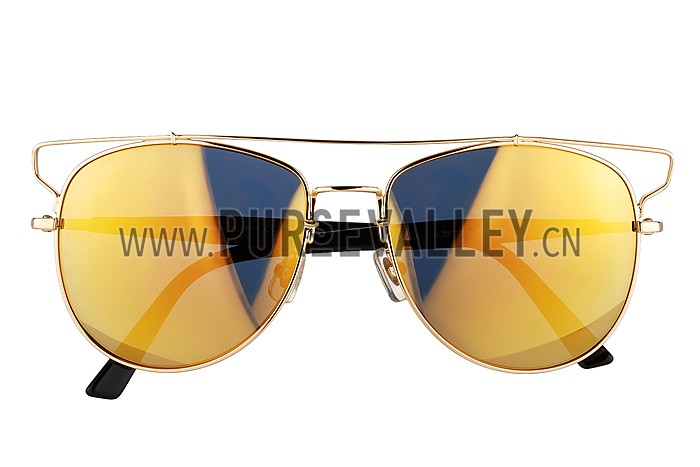 Christian Dior Technologic Gold Frame Gold Mirrored Lenses Sunglasses 308122