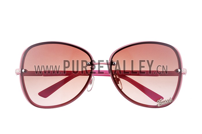 Gucci Aviator Gucci Logo On Lens Pink Frame Sunglasses 307889