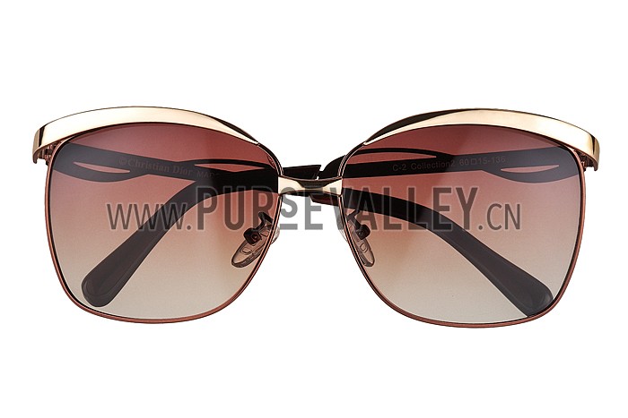 Christian Dior Demoiselle Gold Frame Brown Lenses Sunglasses 308118