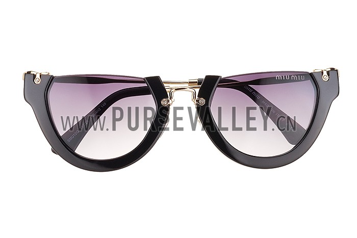 Miu Miu Rounded Cut Off Cat-Eye Black Sunglasses 308040