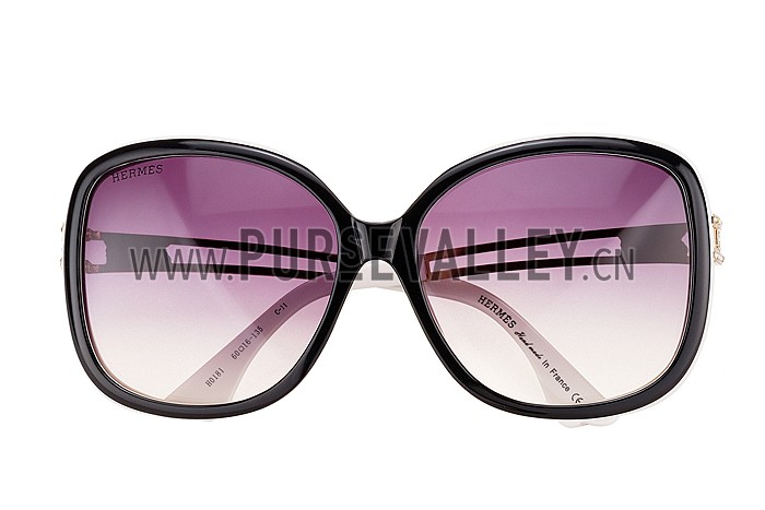 Hermes Studded Carriage Detail White Frame Sunglasses 308096