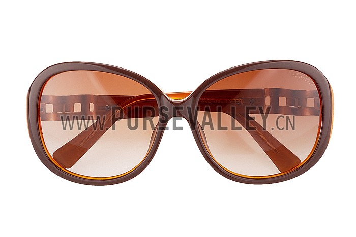 Hermes Oversized Round Frame Brown Sunglasses 308099