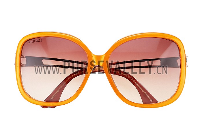 Hermes Studded Carriage Detail Orange Frame Sunglasses 308095
