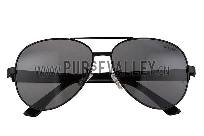 Cartier Panthere Aviator Black Frame Black Lenses Sunglasses 308126