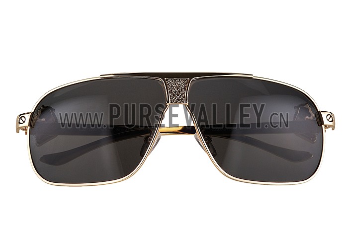 Cartier Screw And Panthere Decor Gold Frames Black Lenses Sunglasses 308135