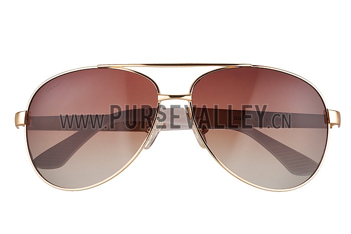 Gucci Signature Logo Gold Frame Brown Lenses Sunglasses 308145