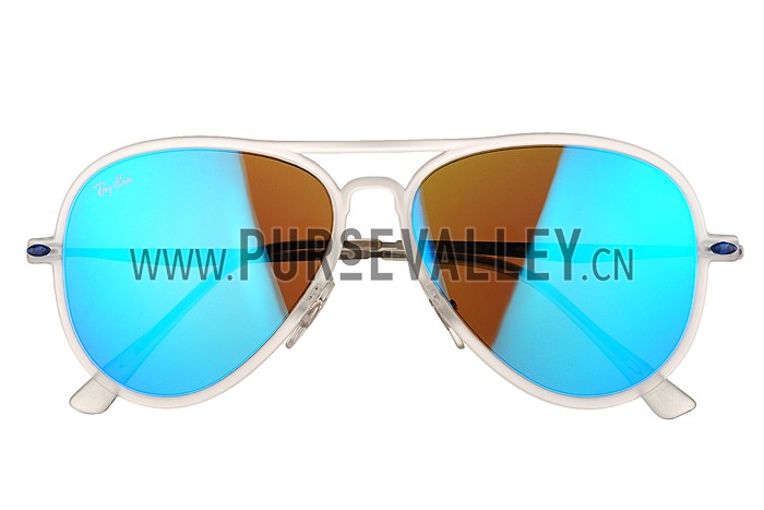 Ray Ban Aviator Liteforce White Frame Blue Mirrored Lenses Sunglasses 308167