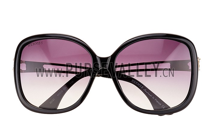 Hermes Studded Carriage Detail Black Frame Sunglasses 308092