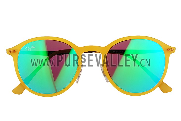 Ray Ban Clubround Yellow Frame Green Mirrored Lenses Sunglasses 308173