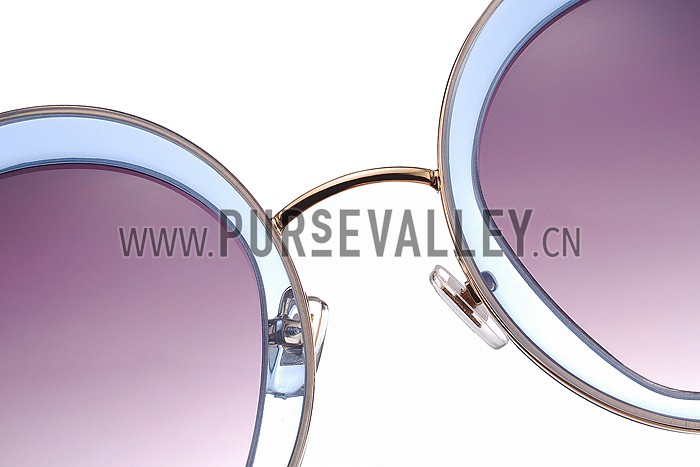 Miu Miu Noir Light Blue Full Circle Round Frames Sunglasses 307884