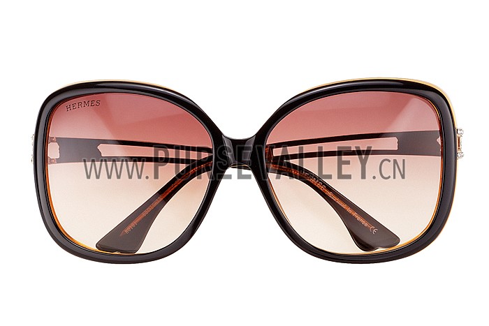 Hermes Studded Carriage Detail Brown Frame Sunglasses 308093