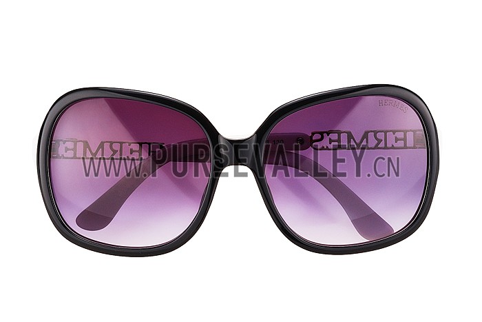 Hermes Large Oversized White Frame Sunglasses with Metallic Logo 308105