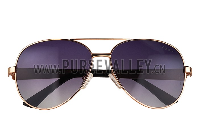 Cartier Panthere Aviator Gold Frame Grey Lenses Sunglasses 308127