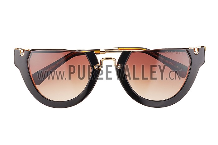 Miu Miu Rounded Cut Off Cat-Eye Orange Sunglasses 308042
