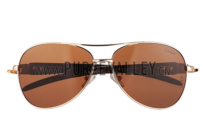 Cartier Panthere Detail Gold Frame Brown Lenses Sunglasses 308131