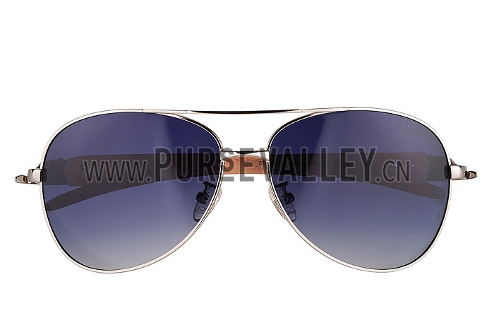 Cartier Panthere Detail Silver Frame Grey Lenses Sunglasses 308133