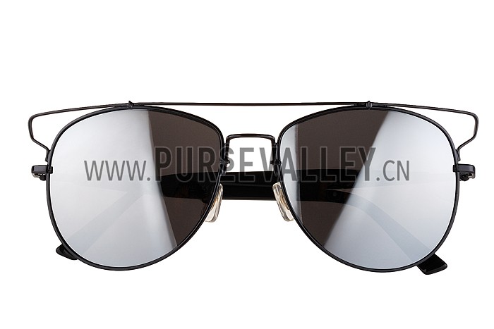 Christian Dior Technologic Black Frame Grey Mirrored Lenses Sunglasses 308121