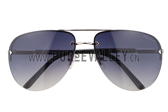 Prada Aviator Silver Frame Black Temples Sunglasses 308230
