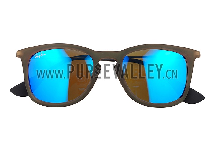 Ray Ban Wayfarer Light-Ray Brown Frame Light Blue Lenses Sunglasses 308234