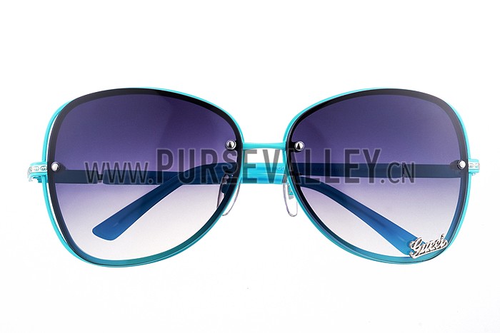 Gucci Aviator Gucci Logo On Lens Blue Frame Sunglasses 307890