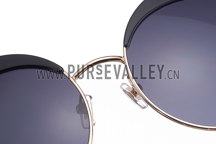 Miu Miu Noir Retro Round Semi-Rimless Black Sunglasses 307887