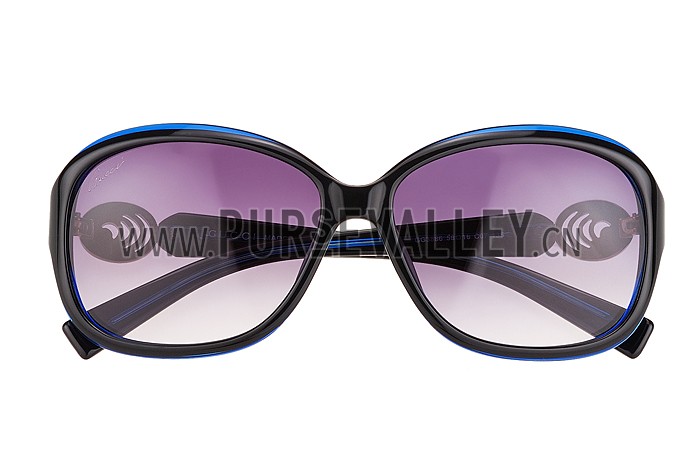 Gucci Elegant Oval Shaped Black and Blue Sunglasses 308030