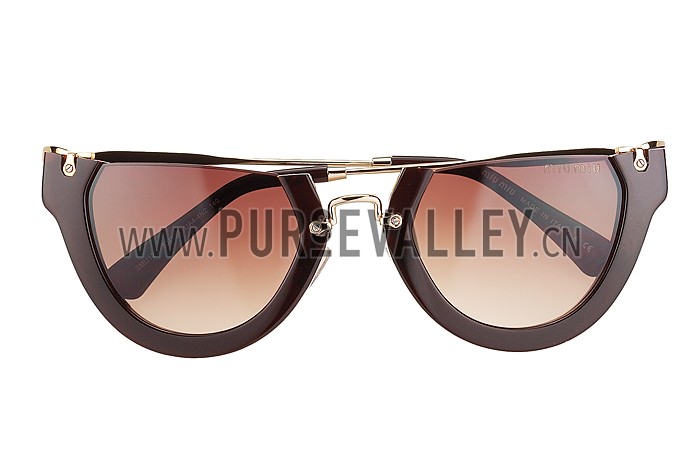 Miu Miu Rounded Cut Off Cat-Eye Brown Sunglasses 308041