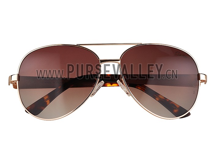 Cartier Panthere Aviator Gold Frame Brown Lense Sunglasses 308128