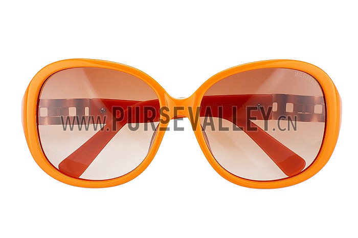 Hermes Oversized Round Frame Orange Sunglasses 308100