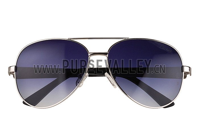 Cartier Panthere Aviator Silver Frame Grey Lenses Sunglasses 308129