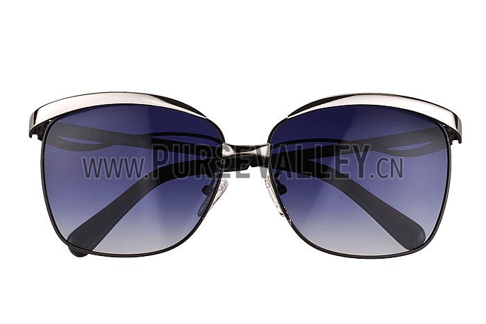 Christian Dior Demoiselle Silver Frame Dark Blue Lenses Sunglasses 308119