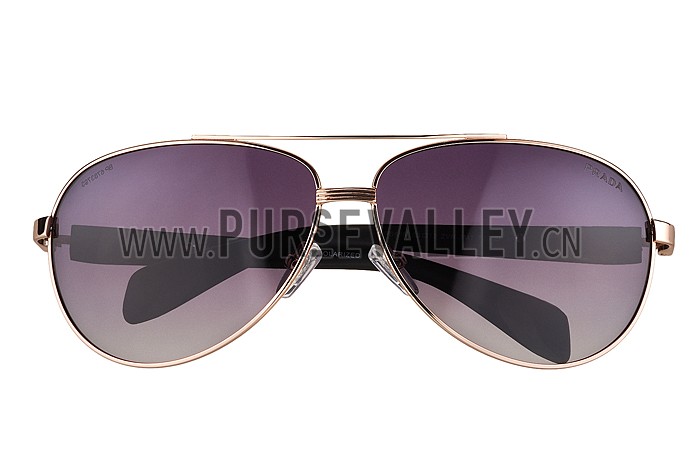 Prada Sporty Linea Rossa Gold Frame Grey Lenses Sunglasses 308156