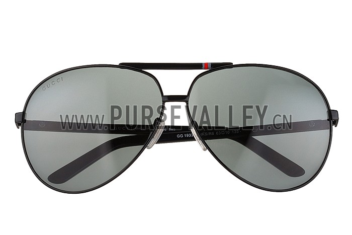 Gucci Aviator Web Detail Black Temple Black Lenses Sunglasses 308140