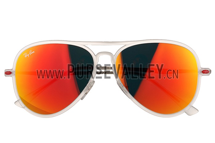 Ray Ban Aviator Liteforce White Frame Orange Mirrored Lenses Sunglasses 308169