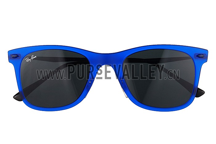 Ray Ban Wayfarer Light-Ray Blue Frame Black Lenses Sunglasses 308163